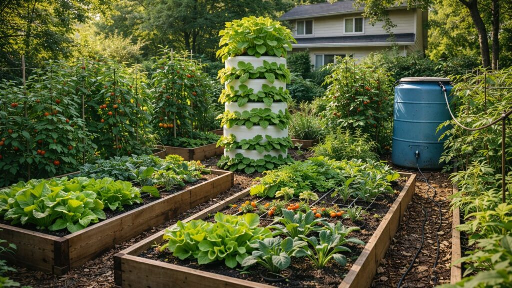 off grid micro farm combining hydroponics and soil systems producing food in small space