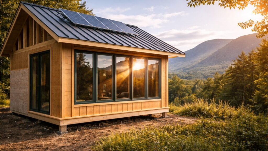 Proper orientation captures free heat from the sun while controlling summer overheating.